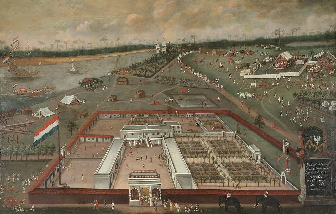 Dutch East India Company ships — the VOC's trade through Fujian ports gave the Atlantic world the word "tea."